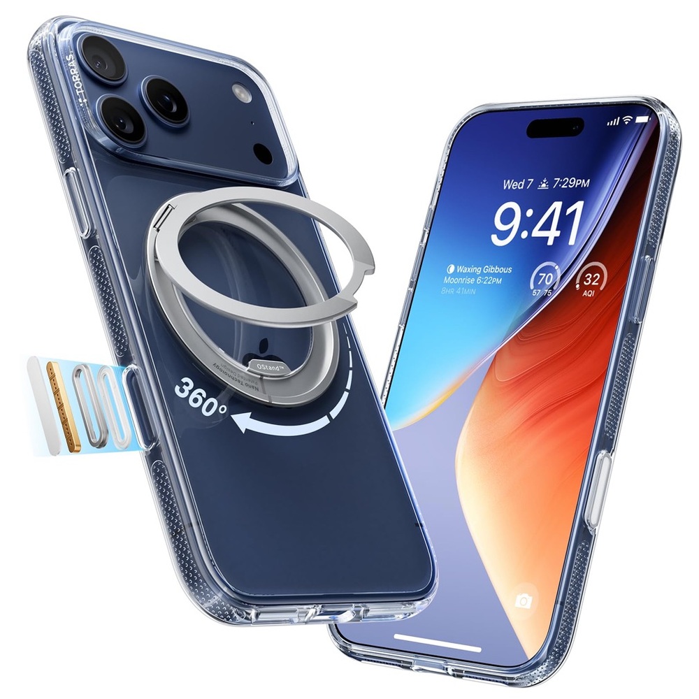 iPhone 17 PRO 360 Magnetic Stand with MagSafe Slim Style Case-Crystal Clear